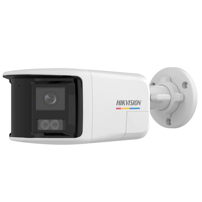 Hikvision DS-2CD1T67G2HP-LIUF kamerë sigurie IP 6MP ColorVu panoramike 180° me Smart Hybrid Light 30m, PoE, audio dykahëshe, alarm aktiv, IP67 dhe MicroSD deri 512GB. 