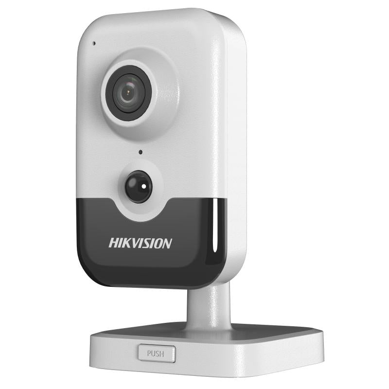 Hikvision DS-2CD2463G2-I kamerë sigurie Cube IP 6MP AcuSense me PIR 8m, IR 10m, PoE, audio dykahëshe, zbulim personash dhe automjetesh, WDR 120dB dhe MicroSD 512GB.