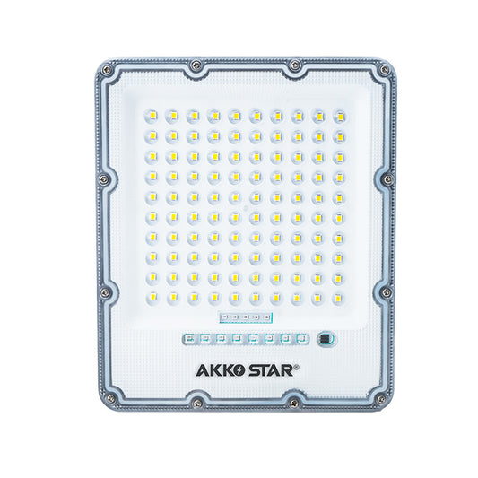 AKKO STAR 7W Solar Flood Light me panel diellor monokristalin, fuqi 7W, ndriçim 1100 lumen, temperaturë ngjyre 6500K, mbrojtje IP65, kënd ndriçimi 120°, material PC dhe jetëgjatësi deri në 30.000 orë. Projektor LED solar ideal për kopshte, oborre dhe ambiente të jashtme në Shqipëri.