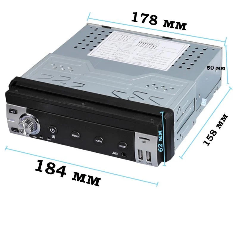 Autoradio 1DIN Android me ekran 7 inç Touch Screen të palosshëm, GPS Navigation, Bluetooth për telefonata dhe muzikë, Radio FM, MP3 MP4 Player, 2 porta USB, SD Card, AUX, mbështetje për kamerën e pasme dhe instalim universal. Multimedia ideale për makina në Shqipëri.