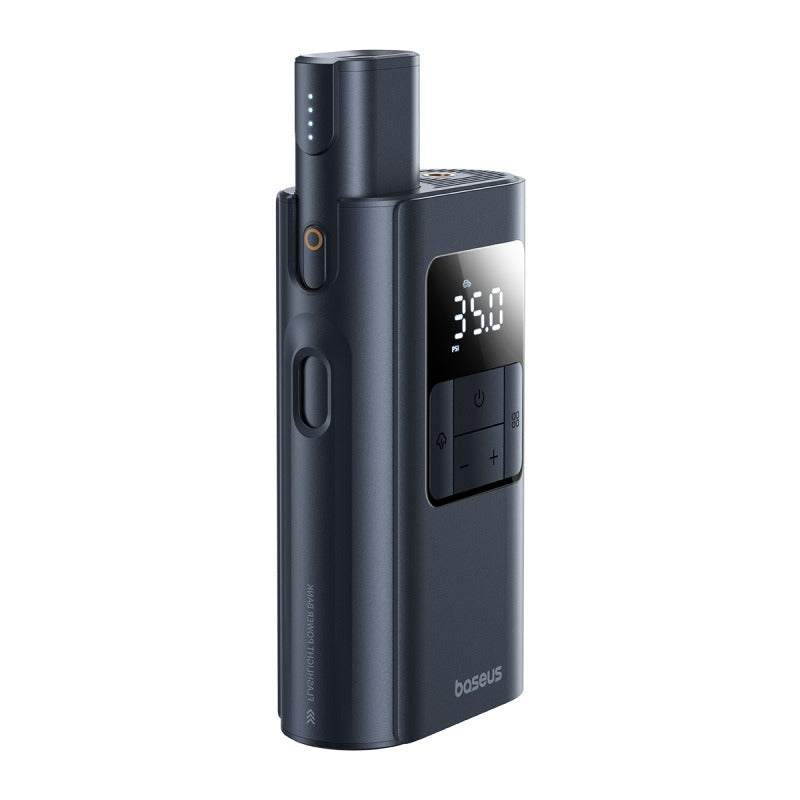 Baseus PrimeTrip VA1 pompë ajri portative 2 në 1 me kabllo dhe pa kabllo, kompresor gomash 75W, bateri 6000mAh, ekran inteligjent LCD, Auto Stop, power bank me USB-A dhe USB-C, elektrik dore LED dhe fryrje të shpejtë për makina, motoçikleta, biçikleta dhe topa. Ideale për përdorim në Shqipëri. 