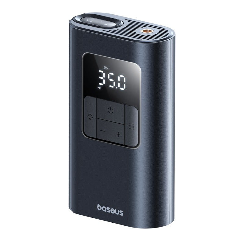 Baseus PrimeTrip VA1 pompë ajri portative 2 në 1 me kabllo dhe pa kabllo, kompresor gomash 75W, bateri 6000mAh, ekran inteligjent LCD, Auto Stop, power bank me USB-A dhe USB-C, elektrik dore LED dhe fryrje të shpejtë për makina, motoçikleta, biçikleta dhe topa. Ideale për përdorim në Shqipëri. 