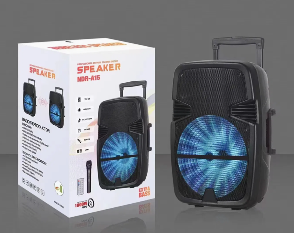 Boks me Bluetooth NDR A15 15 inch Karaoke me mikrofon për muzikë, festa dhe evente