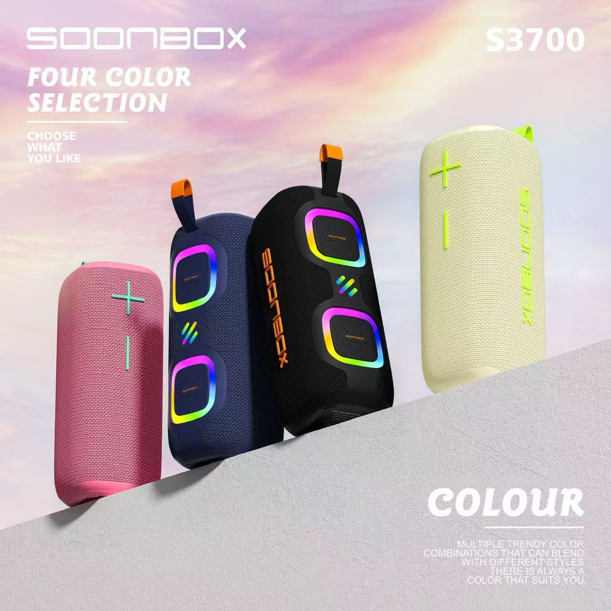 Boks me Bluetooth Soonbox S3700 40W IPX6 portativ për muzikë, festa, udhëtime dhe ambiente të jashtme