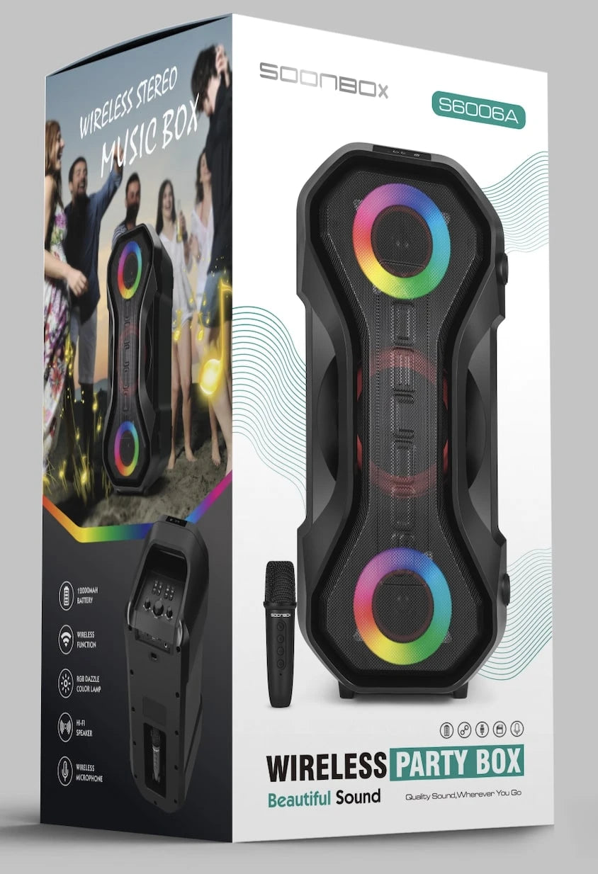 Boks me Bluetooth Soonbox S6006A 120W i fuqishëm për muzikë, festa, evente dhe ambiente të jashtme
