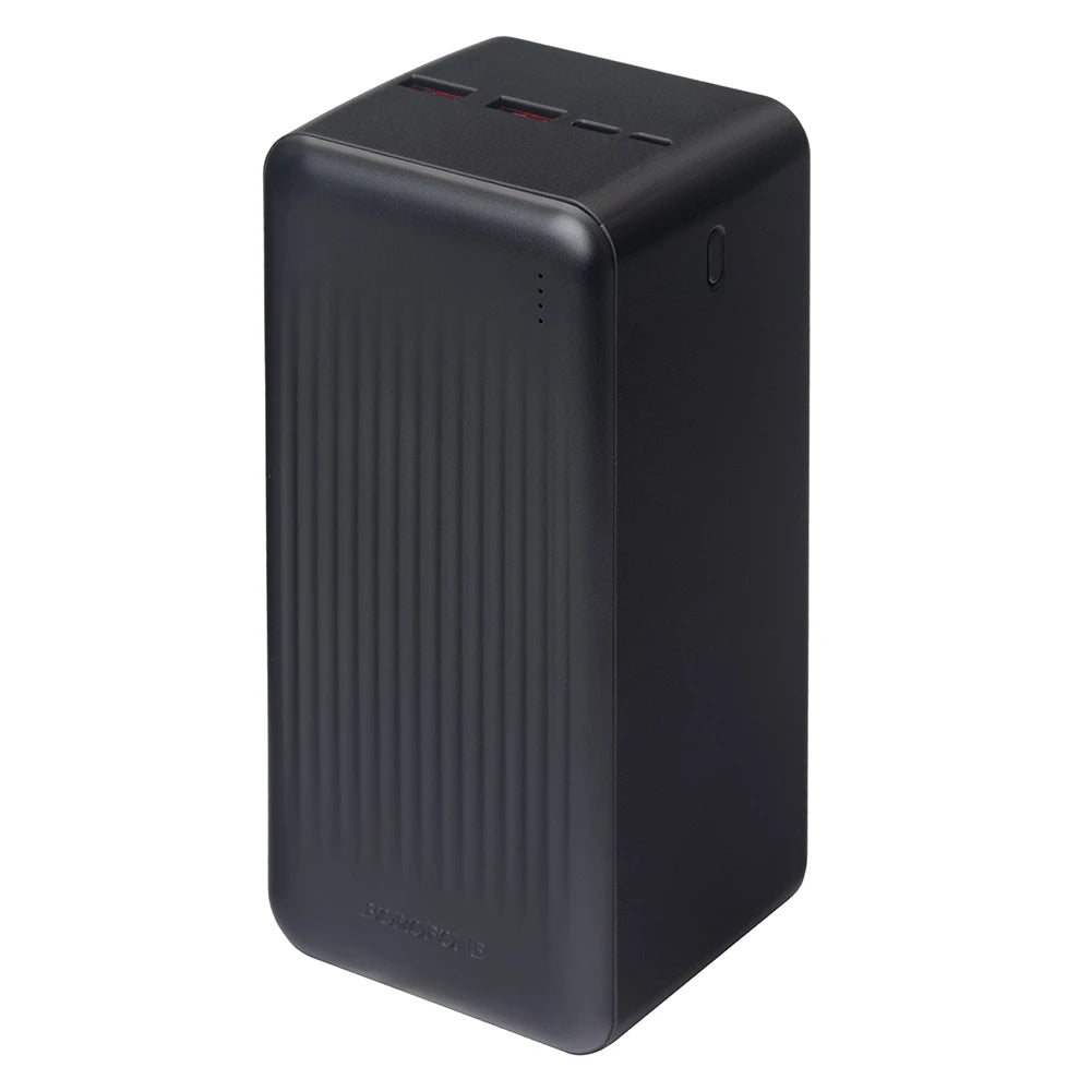 Borofone BJ80C Power Bank 50000mAh me karikim të shpejtë 22.5W, Power Delivery PD 20W, Quick Charge 3.0, 2 porta USB-A, USB-C, hyrje Micro-USB, tregues LED dhe kapacitet të madh për karikimin e deri në 3 pajisjeve njëkohësisht. Power bank ideal për iPhone, Samsung, Xiaomi, Huawei dhe pajisje të tjera në Shqipëri.