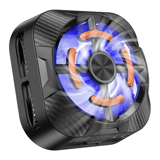 Borofone BG15 Gaming Phone Cooler me teknologji Semiconductor Cooling dhe ventilator 5000 RPM. Ftohës magnetik për telefon, ideal për gaming, livestream dhe përdorim intensiv. Material ABS dhe aliazh alumini, ftohje e shpejtë për smartphone Android dhe iPhone.