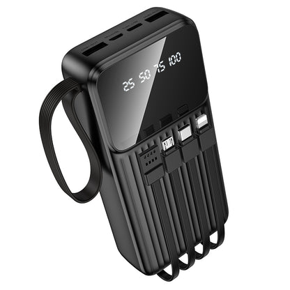 Borofone BJ76A Smart Power Bank 20000mAh me 3 hyrje USB-C, Lightning dhe Micro-USB, 5 dalje për karikimin e disa pajisjeve njëkohësisht, kabllo të integruara, material ABS + PC dhe dizajn kompakt. Power bank ideal për iPhone, Samsung, Xiaomi, Huawei dhe pajisje të tjera në Shqipëri. 