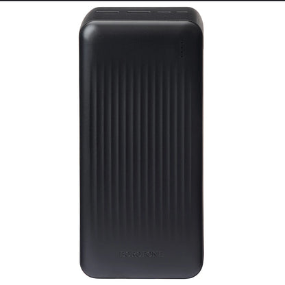 Borofone BJ80C Power Bank 50000mAh me karikim të shpejtë 22.5W, Power Delivery PD 20W, Quick Charge 3.0, 2 porta USB-A, USB-C, hyrje Micro-USB, tregues LED dhe kapacitet të madh për karikimin e deri në 3 pajisjeve njëkohësisht. Power bank ideal për iPhone, Samsung, Xiaomi, Huawei dhe pajisje të tjera në Shqipëri.