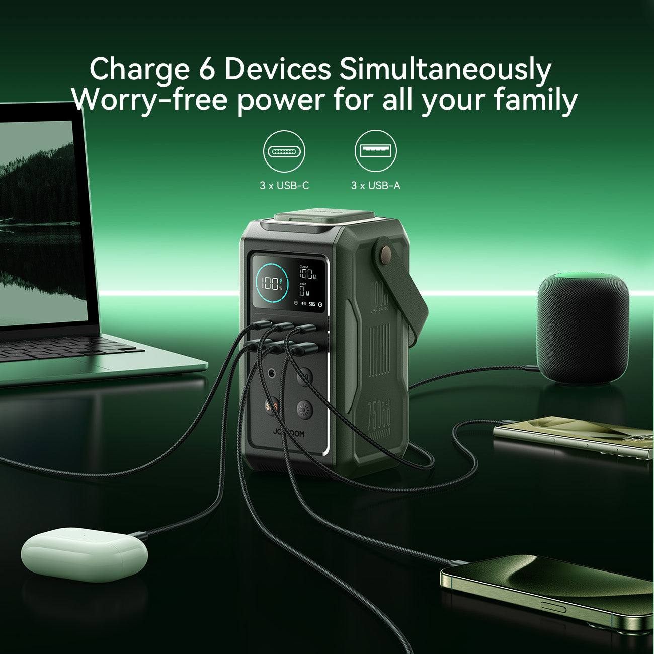 Borofone BJ85 Myriad Power Bank 100000mAh me karikim të shpejtë 22.5W, 2 porta USB-A, USB-C, bateri Li-Polymer, ekran LED, dritë kampingu LED, mbrojtje nga mbingarkesa dhe material ABS + PC. Power bank me kapacitet shumë të lartë për iPhone, Samsung, Xiaomi, Huawei, laptopë dhe pajisje të tjera në Shqipëri.