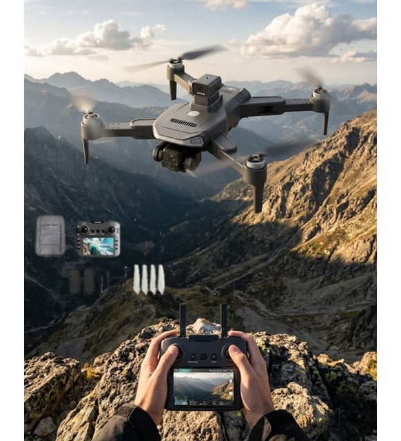 C29S dron GPS 4K me dy kamera HD, ekran 4.5 inç në telekomandë, distancë fluturimi deri në 1000 metra, lartësi deri në 120 metra, bateri 3200mAh, autonomi deri në 20 minuta, GPS, Optical Flow dhe transmetim WiFi në kohë reale. Dron profesional për foto dhe video ajrore në Shqipëri. 