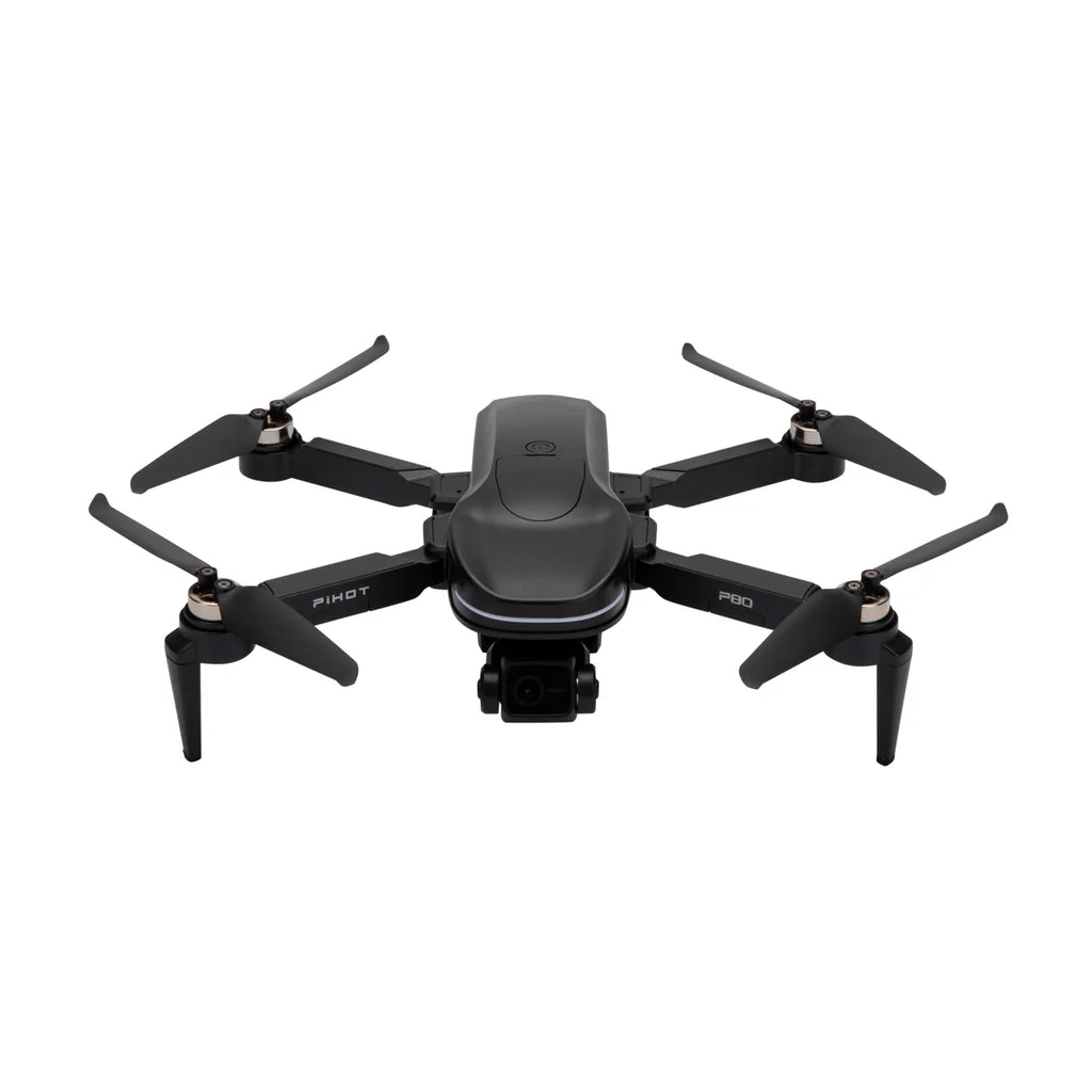Dron PiHOT P80 Max me kamerë 4K, Gimbal 3-Axis, GPS, motorë Brushless, distancë deri në 2 km, bateri 2200mAh, fluturim 25–30 minuta, Auto Return, Follow Me dhe OAS opsional.