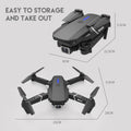 E88 Pro drone me kamerë HD WiFi FPV, kënd të gjerë, distancë kontrolli deri në 150 metra, Headless Mode, mbajtje automatike të lartësisë, giroskop dhe dizajn të palosshëm. Dron ideal për foto dhe video ajrore, fillestarë dhe përdorim rekreativ në Shqipëri. 