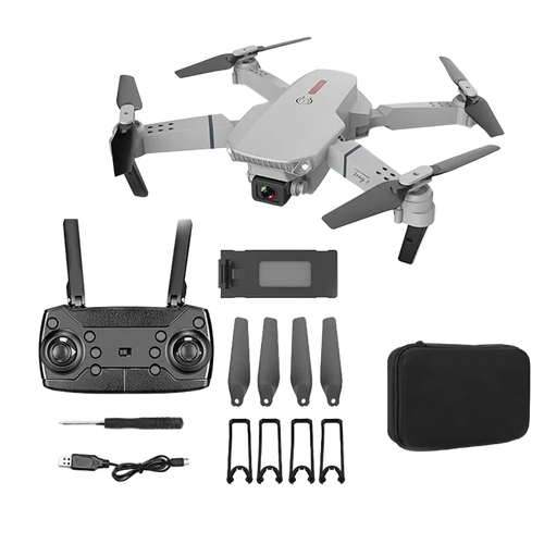E88 Pro drone me kamerë HD WiFi FPV, kënd të gjerë, distancë kontrolli deri në 150 metra, Headless Mode, mbajtje automatike të lartësisë, giroskop dhe dizajn të palosshëm. Dron ideal për foto dhe video ajrore, fillestarë dhe përdorim rekreativ në Shqipëri. 