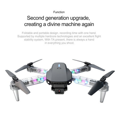 E99D MAX drone i palosshëm me dy kamera, WiFi FPV, telekomandë me ekran, giroskop 6-aksësh, bateri 1800mAh, fluturim deri në 10 minuta dhe transmetim deri në 5 km sipas prodhuesit. Dron ideal për foto dhe video ajrore, fillestarë dhe përdorim rekreativ në Shqipëri.