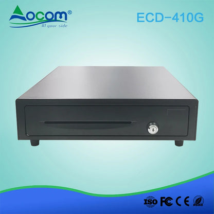 ECD-410G sirtar elektronik metalik për para 410mm me 4 ose 5 ndarje të rregullueshme për kartëmonedha, 8 ndarje të lëvizshme për monedha, kasetë ABS me rezistencë të lartë, kyç me 3 pozicione, tension 12V ose 24V dhe jetëgjatësi mbi 1.5 milion hapje. Ideal për kasa fiskale dhe sisteme POS në Shqipëri.