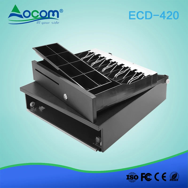 ECD-420-X sirtar elektronik metalik për para me konstruksion SECC dhe SPCC, konfigurim 5B8C ose 6B4C, tension 12V–24V, kyç me 3 pozicione, hapësirë për çeqe, sensor Micro-switch opsional dhe kabllo të shkëputshme. Ideal për kasa fiskale dhe sisteme POS në Shqipëri.