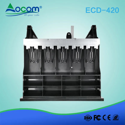 ECD-420-X sirtar elektronik metalik për para me konstruksion SECC dhe SPCC, konfigurim 5B8C ose 6B4C, tension 12V–24V, kyç me 3 pozicione, hapësirë për çeqe, sensor Micro-switch opsional dhe kabllo të shkëputshme. Ideal për kasa fiskale dhe sisteme POS në Shqipëri.