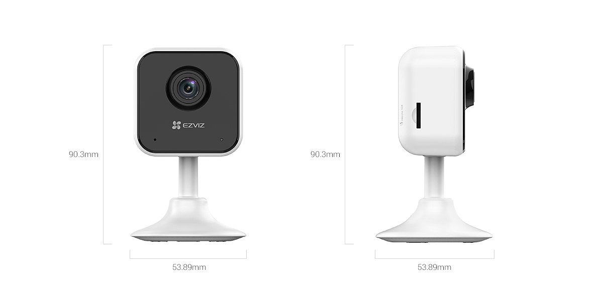 EZVIZ H1c kamerë sigurie e brendshme 2MP Full HD WiFi me lente 2.8mm, shikim natën IR 10m, audio dy drejtime, zbulim lëvizjeje dhe MicroSD deri në 512GB.