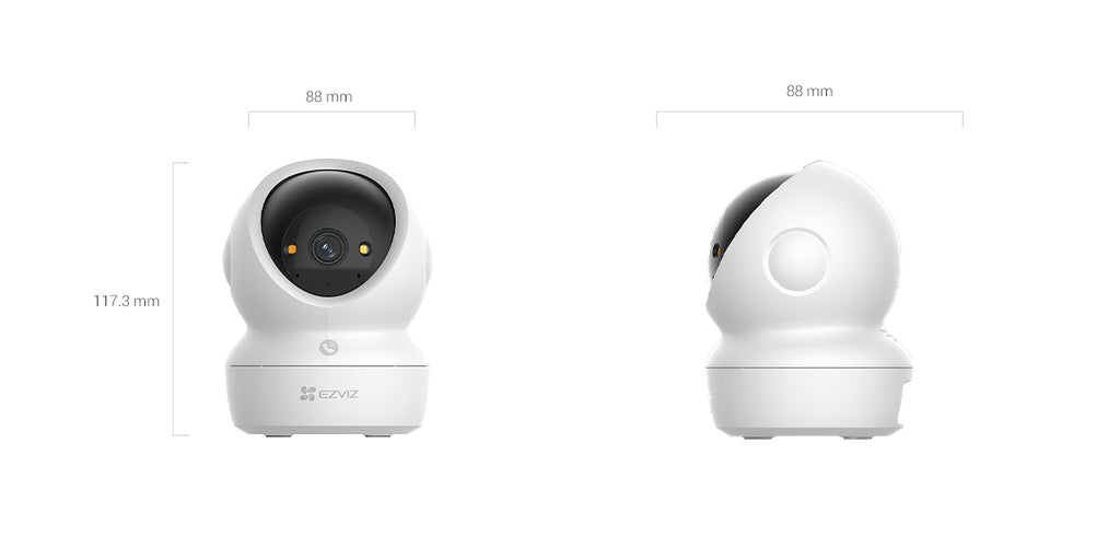 EZVIZ H6c G1 kamerë sigurie e brendshme 4K 8MP me WiFi Dual Band, rrotullim Pan & Tilt, zbulim AI të personave dhe kafshëve, shikim natën IR 10m dhe MicroSD deri në 512GB.