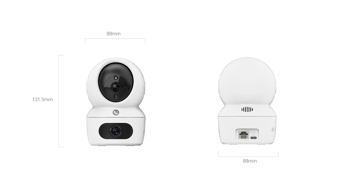 EZVIZ H7c Dual 2K+ kamerë sigurie e brendshme me dy lente 4MP+4MP, WiFi Dual Band, Pan & Tilt, zbulim inteligjent të personave, shikim natën IR 10m dhe MicroSD deri në 512GB.