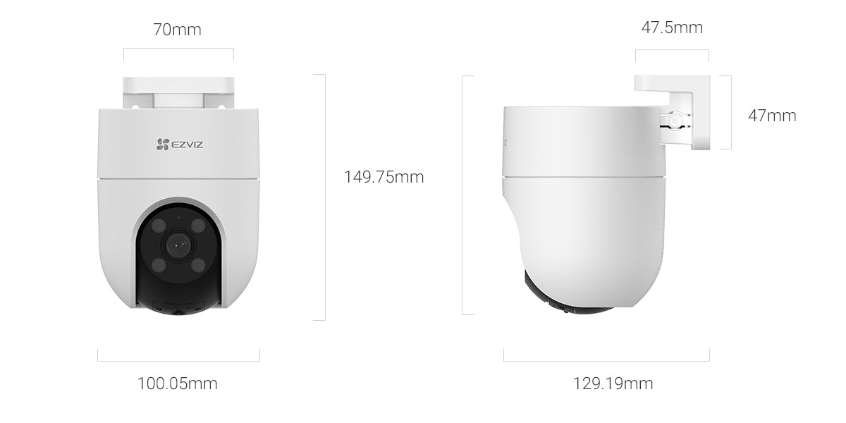 EZVIZ H8c kamerë sigurie e jashtme 2MP Full HD WiFi me rrotullim Pan & Tilt 350°, shikim natën IR 30m, zbulim AI të personave, audio dy drejtime dhe MicroSD deri në 512GB.