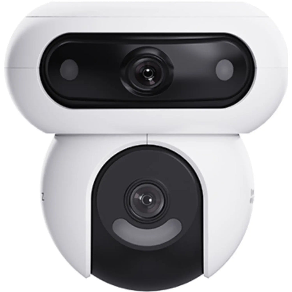 EZVIZ H90 Dual 2K+ kamerë sigurie e jashtme 8MP me dy lente 4MP, WiFi, rrotullim të dyfishtë, Auto Tracking, shikim natën IR 30m, zbulim AI, audio dy drejtime dhe MicroSD 512GB.