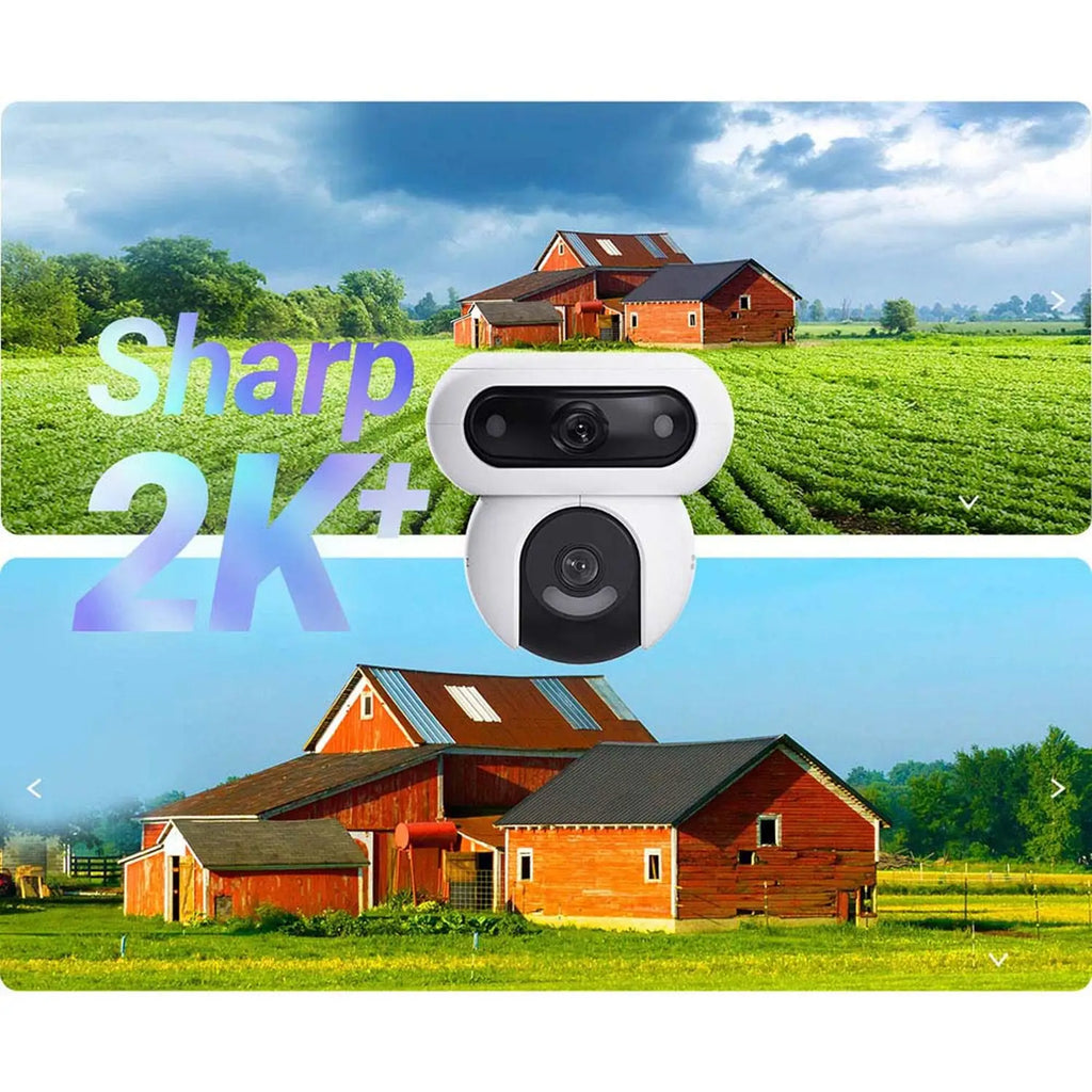 EZVIZ H90 Dual 2K+ kamerë sigurie e jashtme 8MP me dy lente 4MP, WiFi, rrotullim të dyfishtë, Auto Tracking, shikim natën IR 30m, zbulim AI, audio dy drejtime dhe MicroSD 512GB.