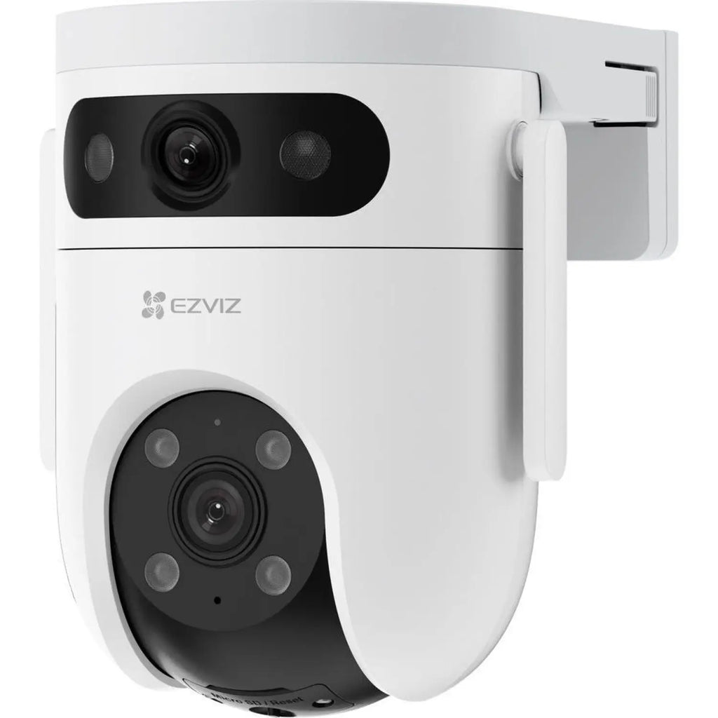 EZVIZ H9c Dual 2K kamerë sigurie e jashtme me dy lente 2K, WiFi, Pan & Tilt 350°, Auto Tracking, shikim natën IR 30m, zbulim AI të personave dhe automjeteve, audio dy drejtime dhe MicroSD deri në 512GB.