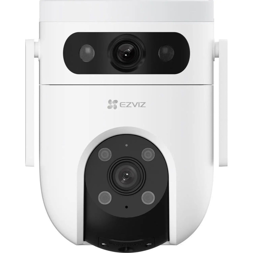 EZVIZ H9c Dual 2K kamerë sigurie e jashtme me dy lente 2K, WiFi, Pan & Tilt 350°, Auto Tracking, shikim natën IR 30m, zbulim AI të personave dhe automjeteve, audio dy drejtime dhe MicroSD deri në 512GB.