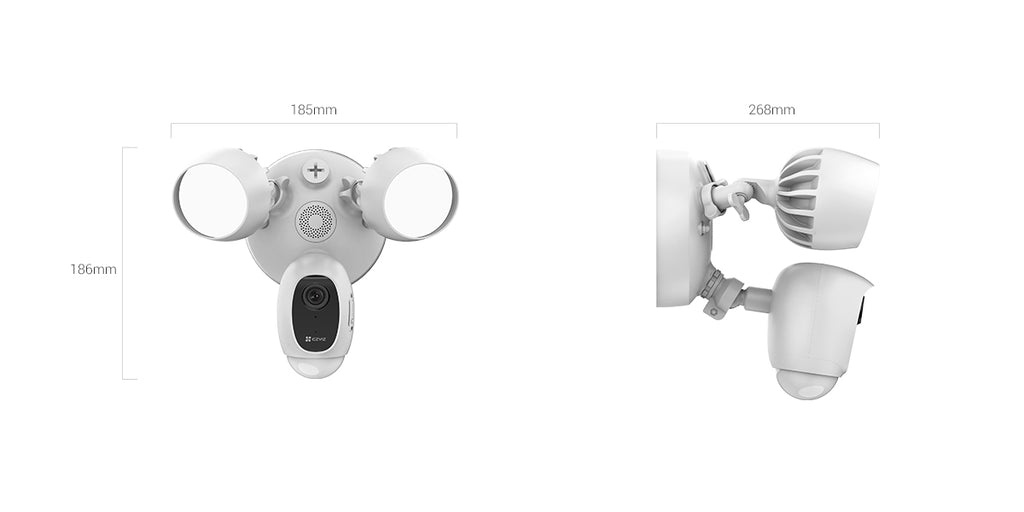 EZVIZ LC1C kamerë sigurie e jashtme 2MP Full HD WiFi me dy prozhektorë LED 2000lm, sensor PIR 270°, shikim natën 25m, audio dy drejtime, MicroSD 256GB dhe IP65.