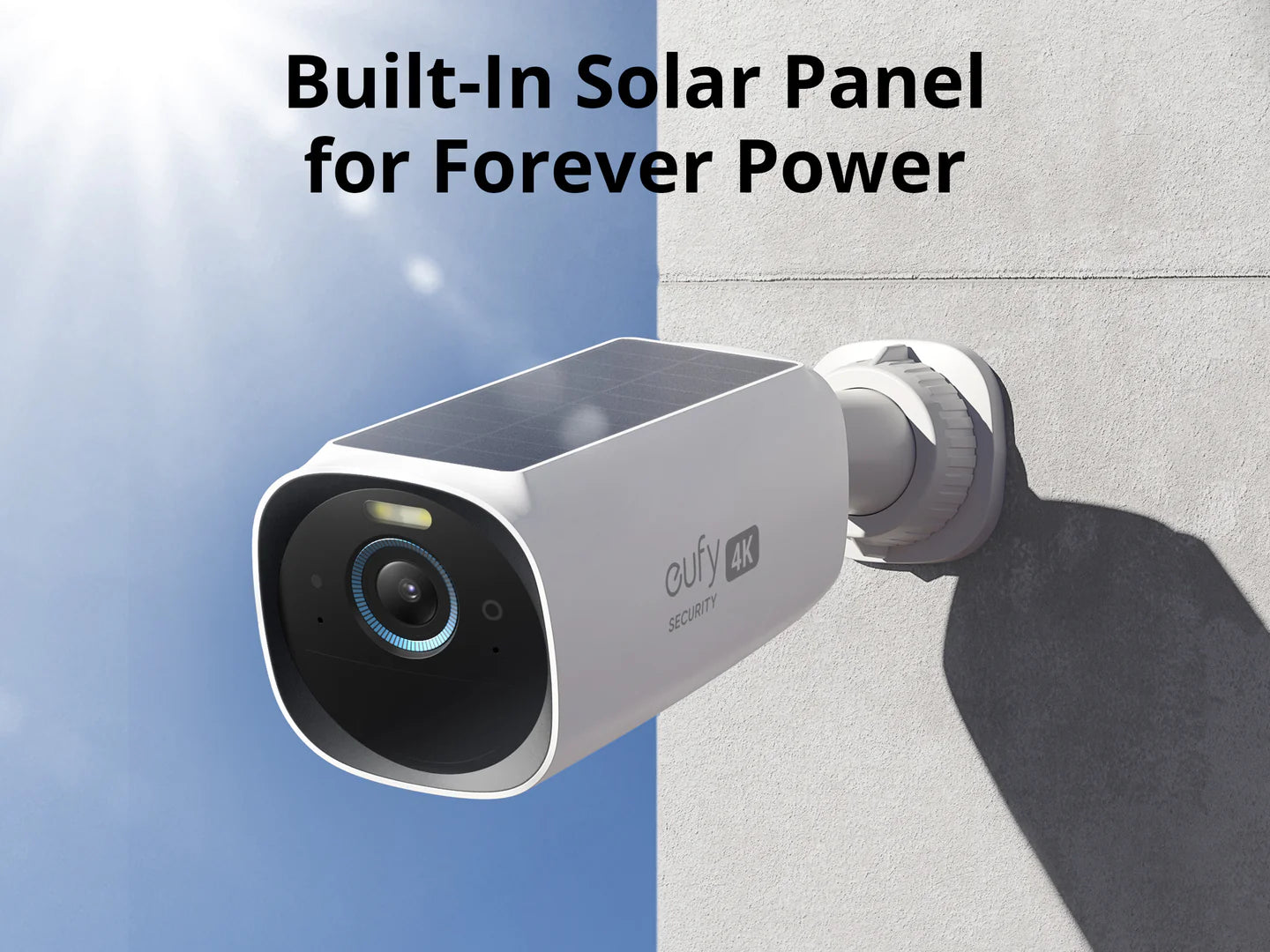 EufyCam S330 (eufyCam 3) kamerë sigurie wireless 4K me panel diellor të integruar, bateri deri në 365 ditë, AI Human Recognition, Vehicle Detection, Pet Detection, vizion nate me ngjyra, Spotlight, sirenë 100dB, IP67, audio me dy drejtime, memorie lokale 16GB dhe mbështetje deri në 16TB. Kamerë profesionale për shtëpi, biznes dhe ambiente të jashtme në Shqipëri.