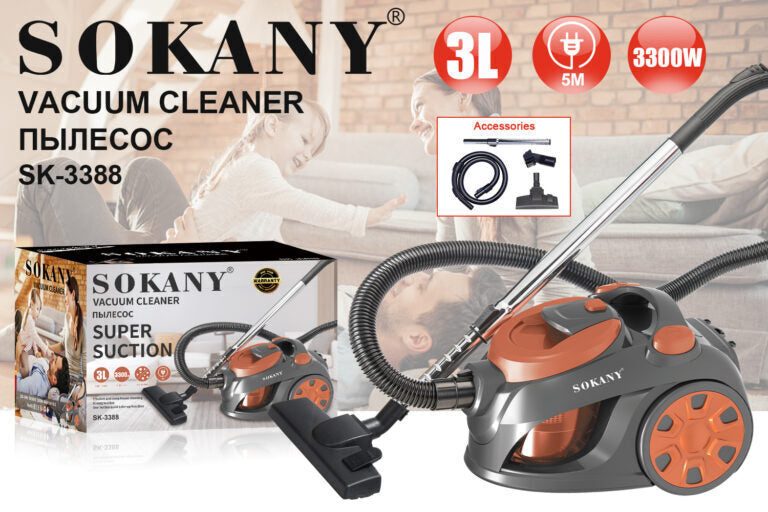 Fshesë me korrent Sokany SK-3388 3300W 3L Cyclonic për pastrimin e shtëpisë