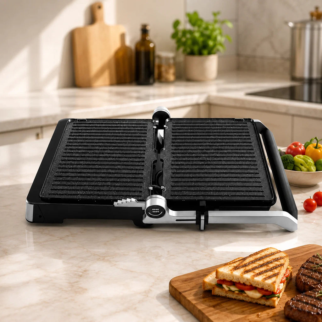 Grill elektrik Lexical LSM-2575 2000W për pjekjen e mishit, perimeve dhe sanduiçeve në shtëpi