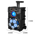 HT-M8 altoparlant party Bluetooth 8 inç me trolley, Bluetooth 5.0, 2 mikrofona pa tela, drita RGB LED, radio FM, mbështetje për kartë TF, telekomandë dhe bateri të rikarikueshme. Ideal për karaoke, festa, evente dhe përdorim në ambiente të jashtme. 