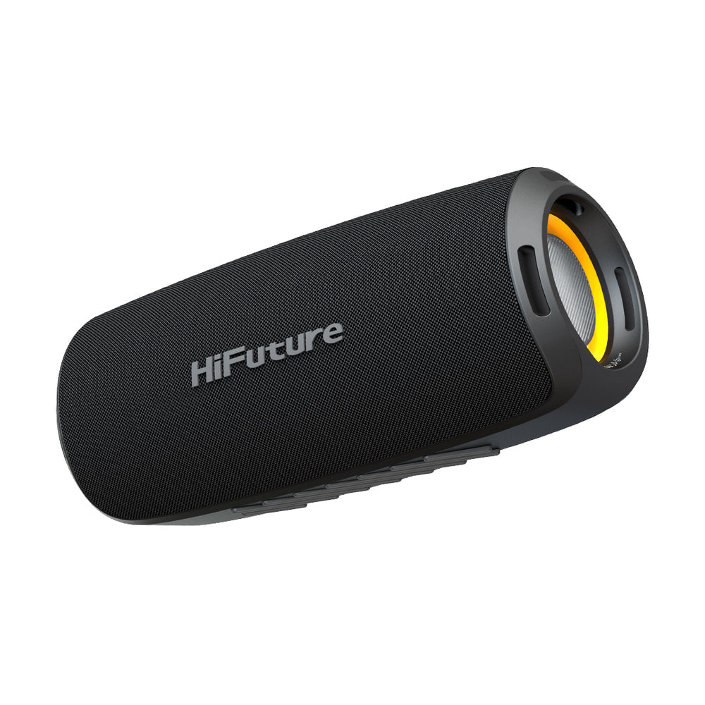 HiFuture Gravity altoparlant Bluetooth 45W me Bluetooth 5.3, mbrojtje IPX7 ndaj ujit, bateri 4000mAh, deri në 8 orë muzikë, karikim USB Type-C dhe lidhje deri në 10 metra. Altoparlant portativ ideal për plazh, udhëtime, kamping dhe festa në Shqipëri.