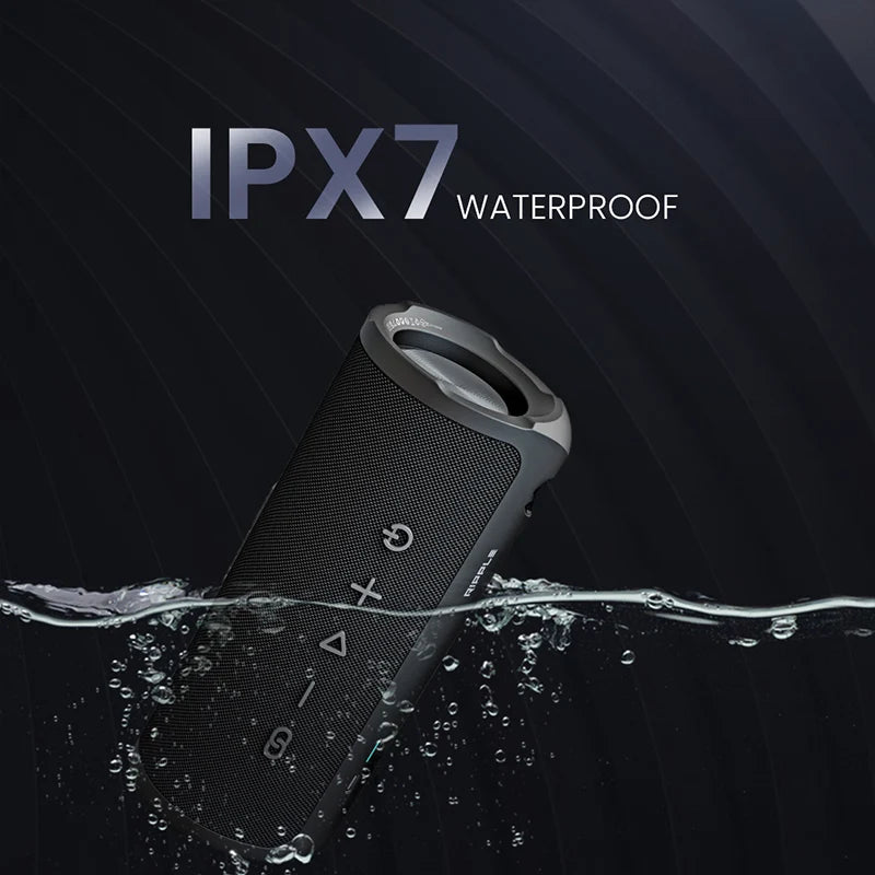 HiFuture Ripple altoparlant Bluetooth 30W me sistem audio 2-Way (20W Woofer + 10W Tweeter), rezistencë ndaj ujit IPX7, bateri deri në 12 orë, USB Type-C Fast Charge 10W, Pair to Play dhe Bass Enhanced EQ. Altoparlant portativ ideal për plazh, udhëtime, festa dhe përdorim të përditshëm.