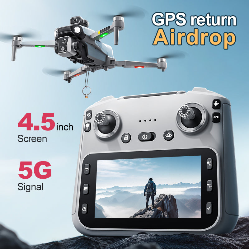 K19 MAX dron 4K me dy kamera HD, motorë Brushless, WiFi 5G, GPS, Optical Flow, distancë transmetimi deri në 2 km, fluturim 20–30 minuta, giroskop 6-aksësh, kontroll me aplikacion dhe gjeste, Headless Mode dhe dizajn i palosshëm. Dron profesional për foto dhe video ajrore në Shqipëri. 