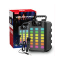 KTS-1921 altoparlant Bluetooth portativ 5W me woofer 4 inç, bateri 1200mAh, drita RGB LED, radio FM, TWS, mbështetje për USB dhe kartë TF, mikrofon të integruar. Boks kompakt ideal për shtëpi, udhëtime, piknik, festa dhe përdorim të përditshëm.