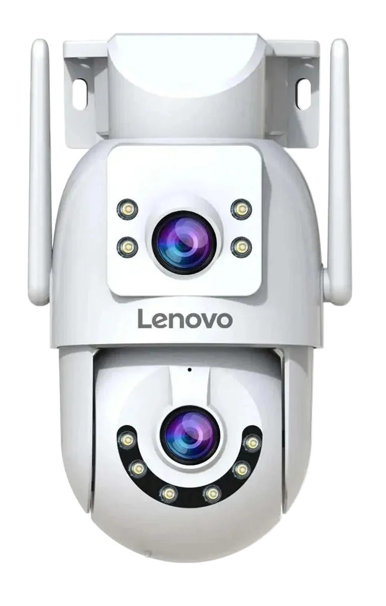 Kamerë sigurie Lenovo X6 4K WiFi me dy lente PTZ, AI Auto Tracking, rrotullim 330°, shikim natën me ngjyra, audio dypalëshe, IP66, lidhje WiFi 2.4GHz/5GHz dhe Ethernet. Kamerë profesionale për shtëpi, biznes, magazinë dhe monitorim të jashtëm 24/7.