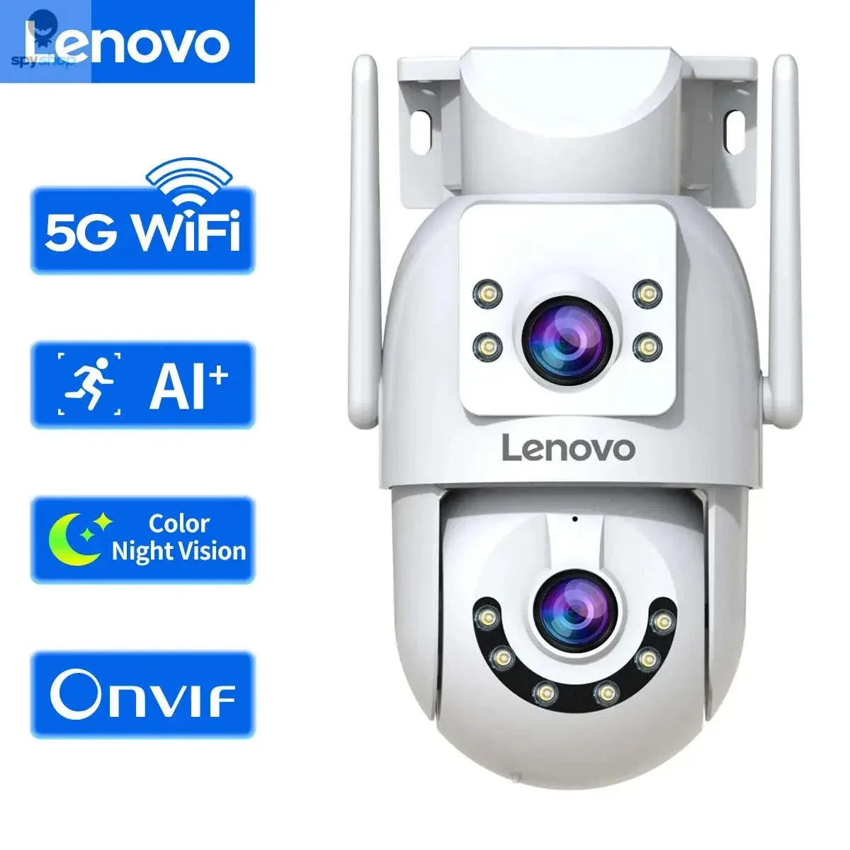 Kamerë sigurie Lenovo X6 4K WiFi me dy lente PTZ, AI Auto Tracking, rrotullim 330°, shikim natën me ngjyra, audio dypalëshe, IP66, lidhje WiFi 2.4GHz/5GHz dhe Ethernet. Kamerë profesionale për shtëpi, biznes, magazinë dhe monitorim të jashtëm 24/7.