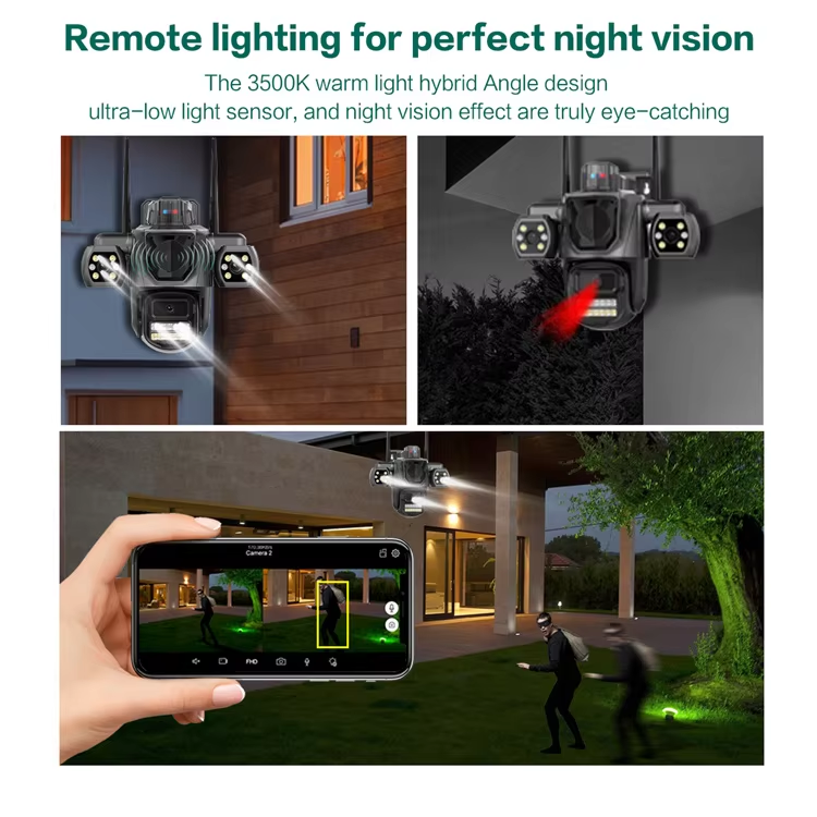 Kamerë sigurie WiFi iCSee A56 3MP me rrotullim 360°, shikim natën, audio dypalëshe, zbulim të lëvizjes së njerëzve, ndjekje automatike (Auto Tracking), mbrojtje IP65 dhe kontroll nga telefoni. Ideale për shtëpi, biznes, oborr dhe monitorim 24/7.