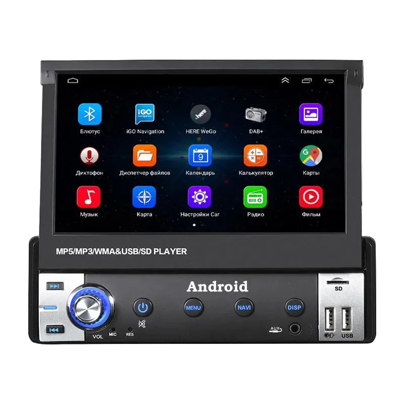 Kasetofon makine 1DIN Android me ekran 7 inch për multimedia dhe argëtim në makinë