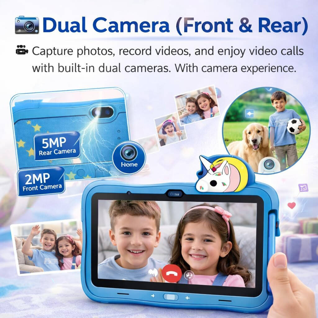 MODIO M71 tablet 7 inç me ekran LCD, 6GB RAM, 128GB memorie, procesor Quad-Core, Android 11, 5G, Wi-Fi, Bluetooth, Dual SIM, kamerë 5MP, kamerë selfie 2MP, bateri 3000mAh dhe portë USB-C. Tablet ideal për fëmijë, mësim online, argëtim dhe përdorim të përditshëm në Shqipëri.
