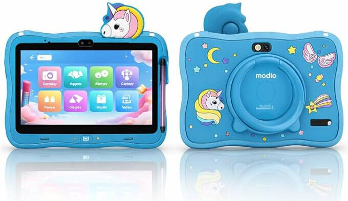 MODIO M71 tablet 7 inç me ekran LCD, 6GB RAM, 128GB memorie, procesor Quad-Core, Android 11, 5G, Wi-Fi, Bluetooth, Dual SIM, kamerë 5MP, kamerë selfie 2MP, bateri 3000mAh dhe portë USB-C. Tablet ideal për fëmijë, mësim online, argëtim dhe përdorim të përditshëm në Shqipëri.