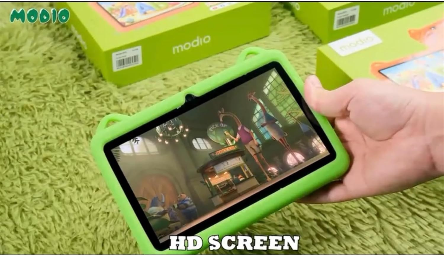 MODIO M75 Kids Tablet 7 inç me Android 13, ekran HD, 6GB RAM, 256GB memorie, WiFi 5G, dy kamera, bateri 3000mAh, kasë mbrojtëse për fëmijë, stilolaps me prekje, mbrojtëse ekrani dhe kabllo USB. Tablet edukativ ideal për mësim, lojëra dhe argëtim në Shqipëri.