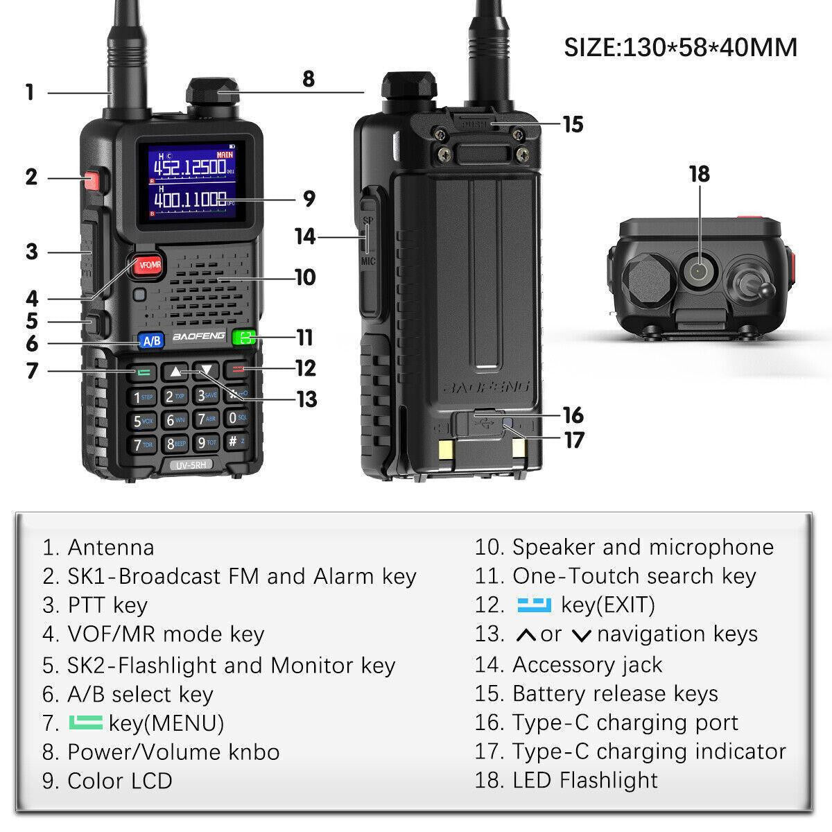 Radio marrëse-dhënëse komunikimi Baofeng UV-5RH 10W portative për komunikim në distancë