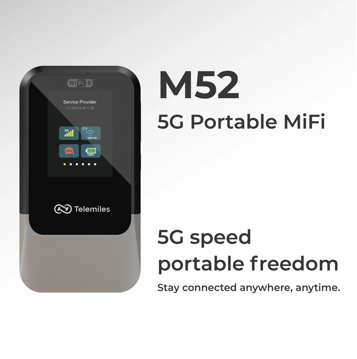 Router portativ 5G M52 me kartë SIM dhe eSIM për internet WiFi në shtëpi, punë dhe udhëtime