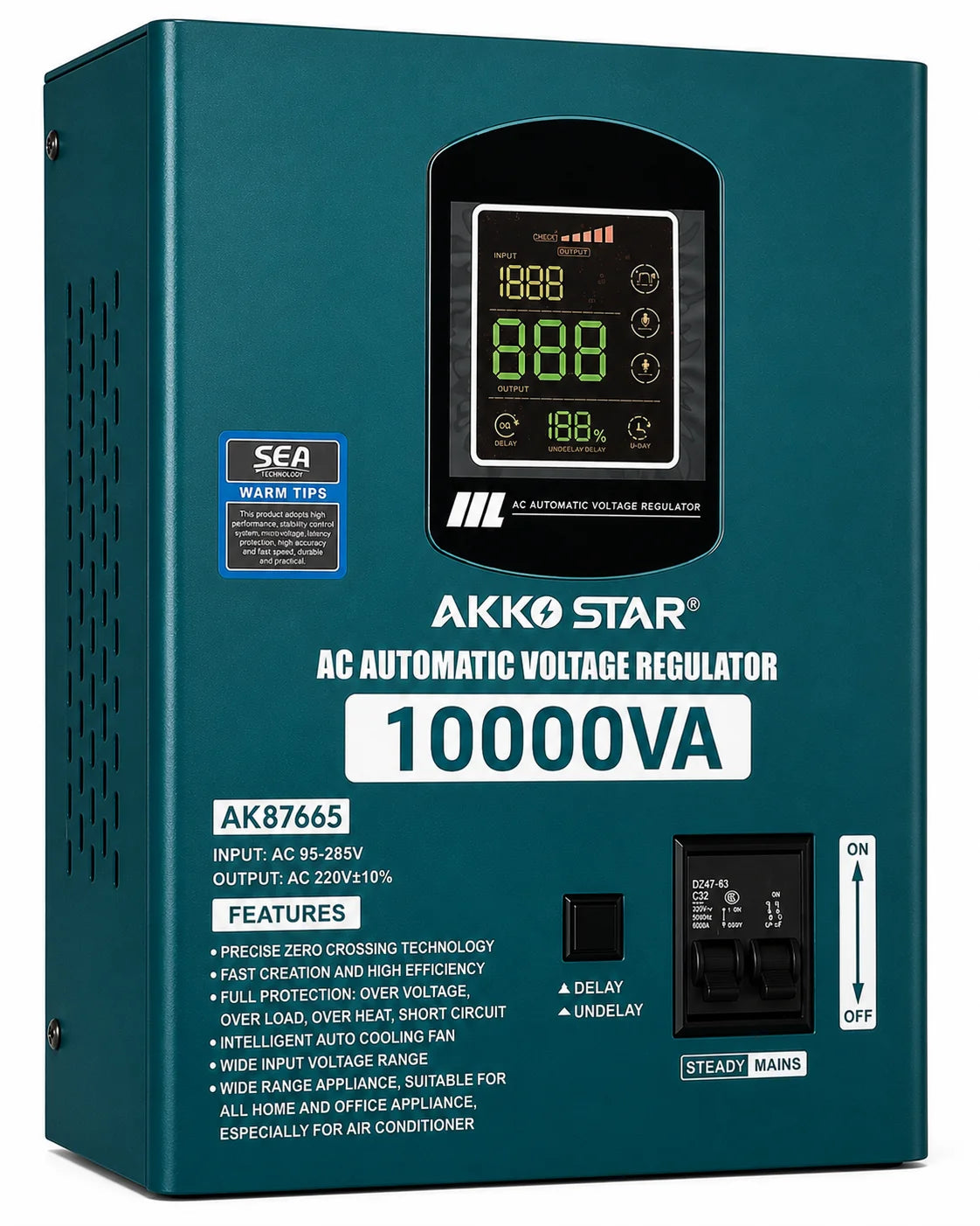 Stabilizator AKKOSTAR 10000VA 10kVA – Rregullator Automatik Tensioni 95–285V