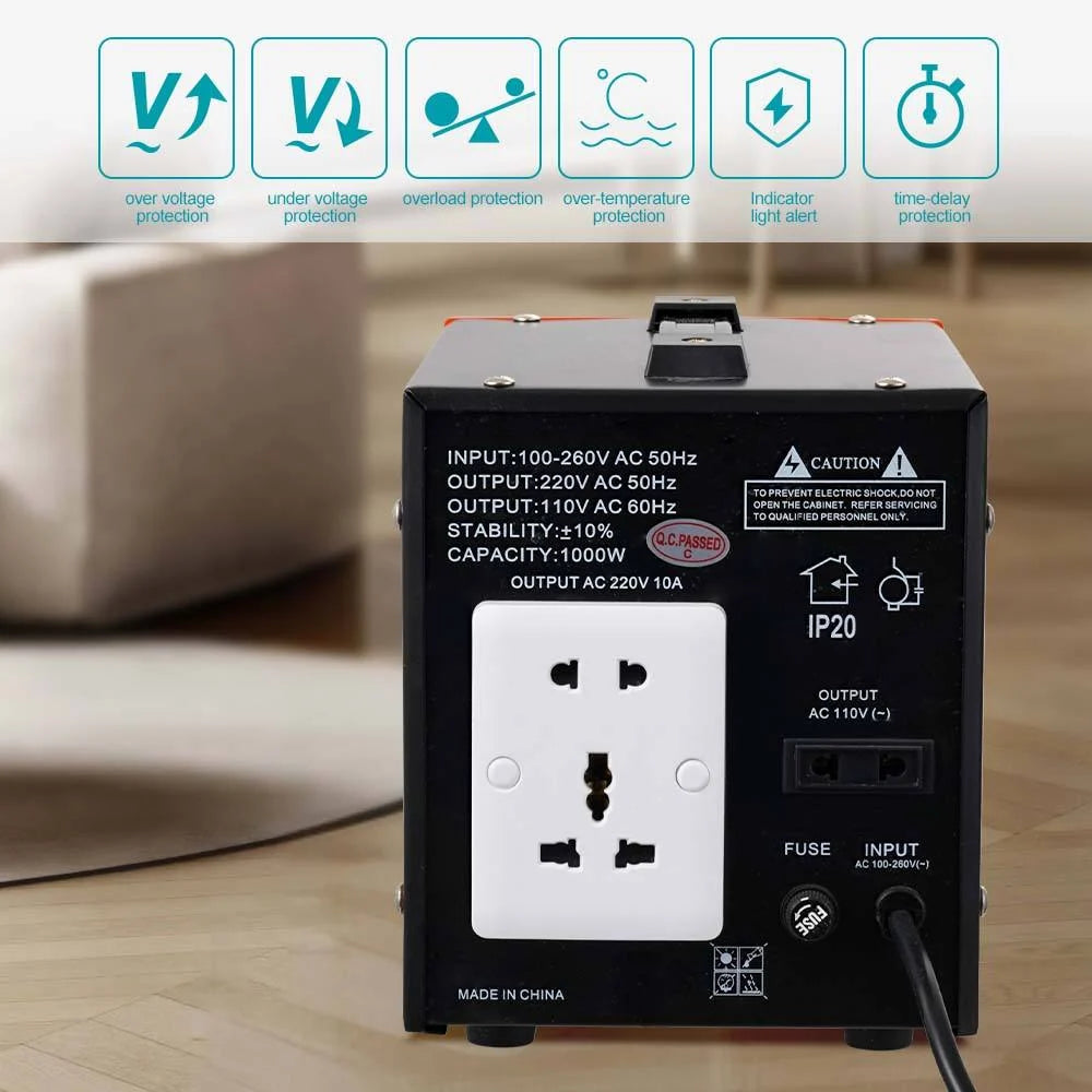 Stabilizator tensioni WINNING STAR ST-0007 1000VA me AVR, ekran dixhital, hyrje 100–260V, dalje 220–110V dhe mbrojtje nga tensioni i lartë dhe i ulët. 